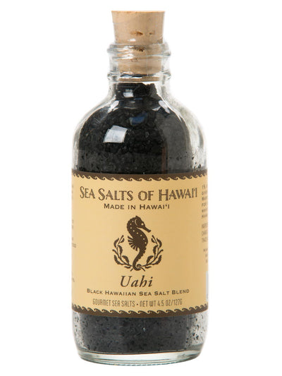 Black Hawaiian Gourmet Sea Salt in 4oz Glass Bottle