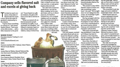 Honolulu Star Advertiser: Company Sells flavored salt and excels at giving back